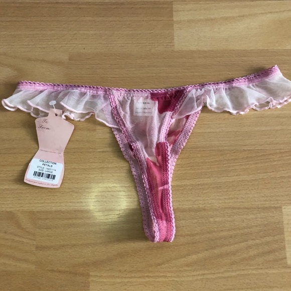 Pink Flirty Luxury Claire Pettibone Thong Ruffle Detail Size L - Picture 8 of 10